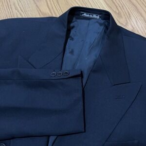 Mani Giorgio Armani Blazer 40L Navy Double Breasted Birdseye Wool 6 Button Jacke